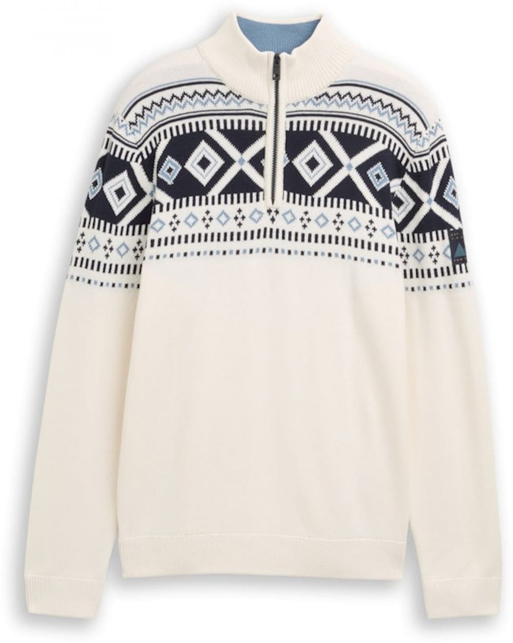 TOM TAILOR Sveter  námornícka modrá / modrosivá / biela ako vlna