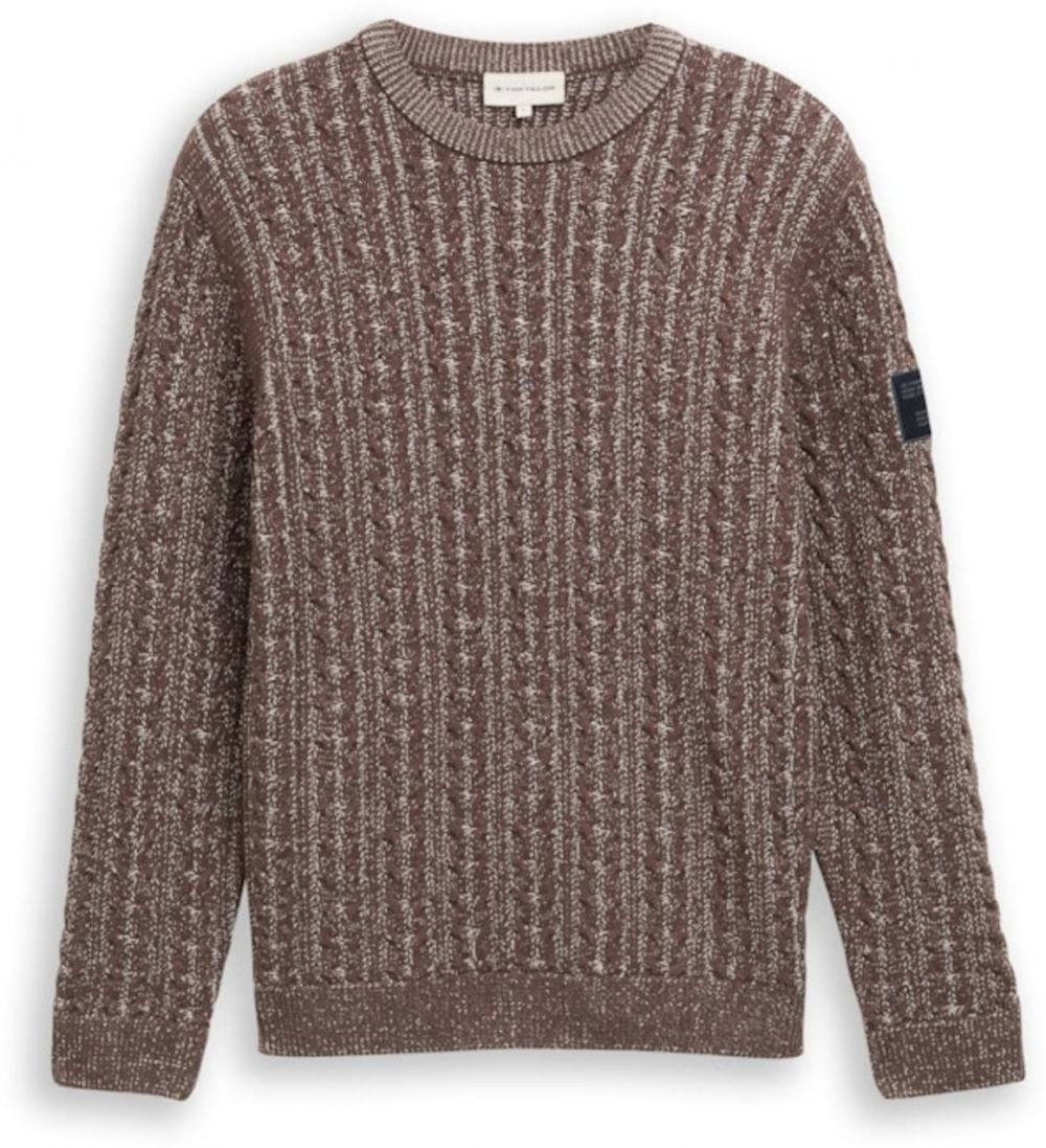 TOM TAILOR Sveter  hnedá / čierna / šedobiela