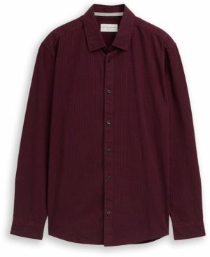 TOM TAILOR Košeľa  vínovo červená / čierna