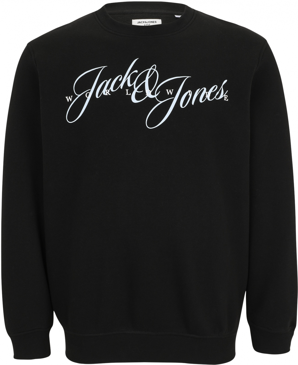 Jack & Jones Plus Mikina 'JORINWOOD'  svetlomodrá / čierna