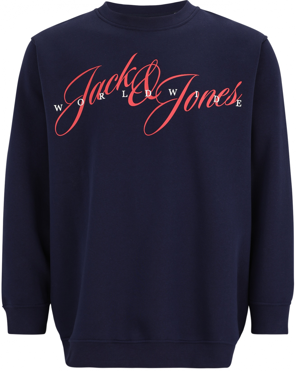 Jack & Jones Plus Mikina 'JORINWOOD'  tmavomodrá / svetloružová / biela