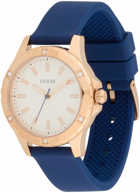 GUESS Analógové hodinky 'MIST'  námornícka modrá / ružové zlato / strieborná