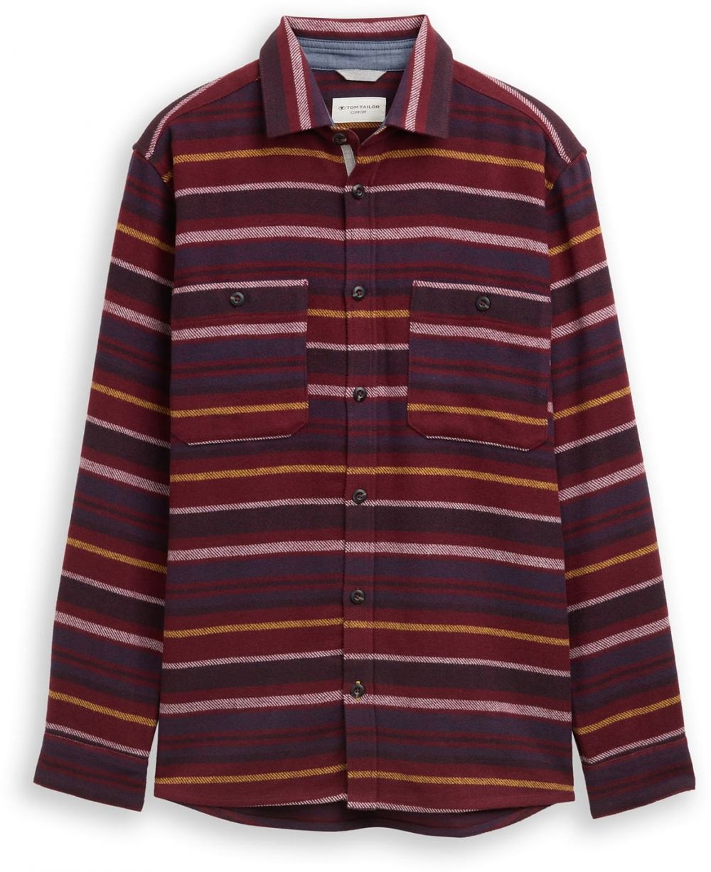 TOM TAILOR Košeľa  námornícka modrá / žltá / burgundská / biela