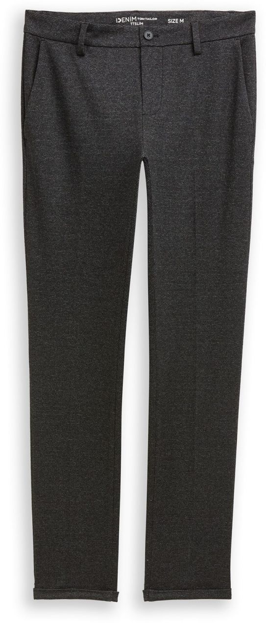 TOM TAILOR DENIM Chino nohavice  čierna / biela