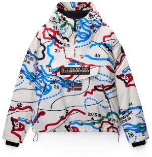 NAPAPIJRI Prechodná bunda 'Next'  azúrová / tmavočervená / čierna / prírodná biela