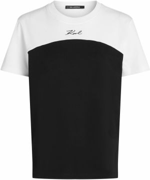 Karl Lagerfeld Tričko 'SIGNATURE MONOCHROME'  čierna / biela