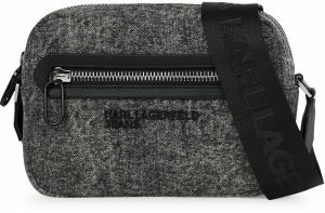 KARL LAGERFELD JEANS Taška cez rameno 'Essential'  čierna / čierna melírovaná