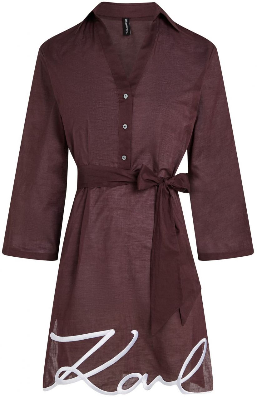 Karl Lagerfeld Plážové šaty  tmavohnedá / biela