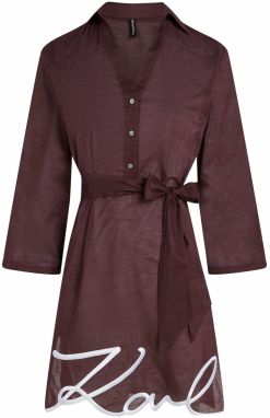 Karl Lagerfeld Plážové šaty  tmavohnedá / biela