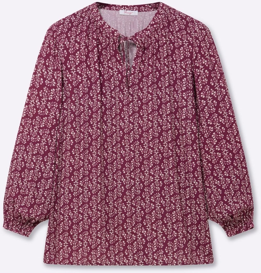 SHEEGO Blúzka  vínovo červená / biela