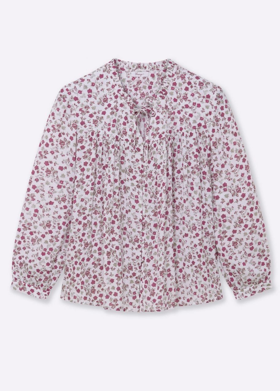 SHEEGO Blúzka  nebielená / trávovo zelená / tmavofialová