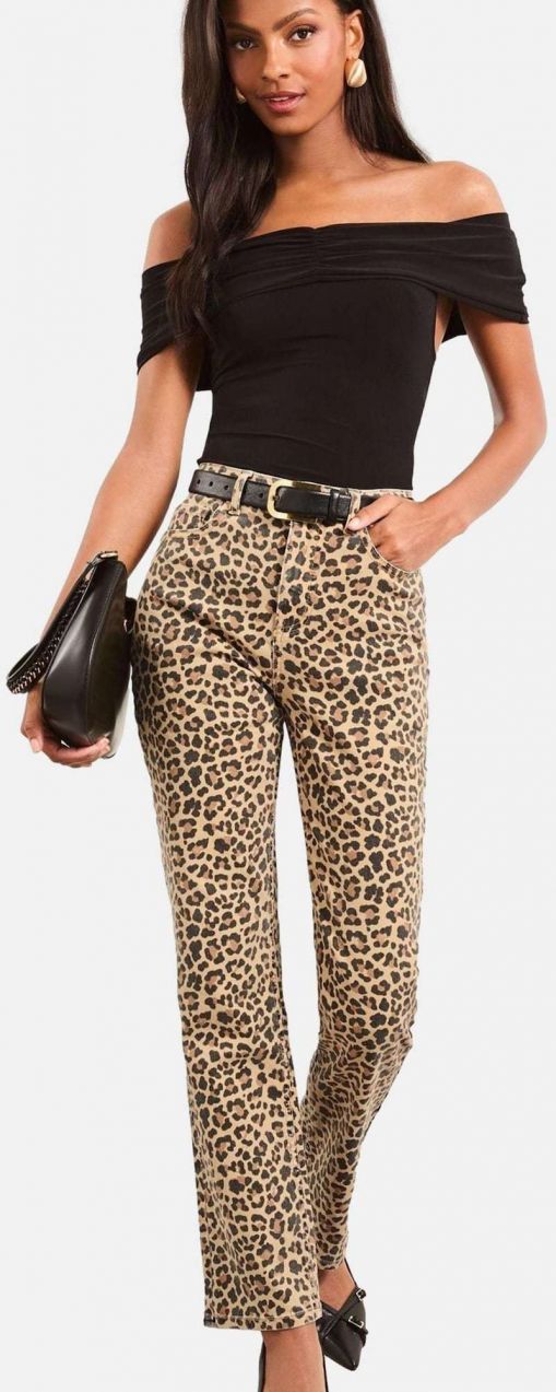 Lipsy Džínsy  brokátová / kapučíno / čierna