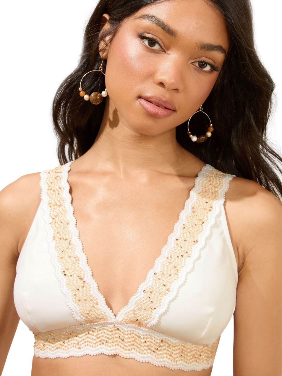 Lipsy Bikinový top  žltá / biela