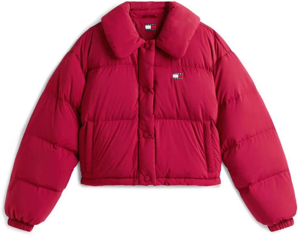 Tommy Jeans Zimná bunda  farba lesného ovocia
