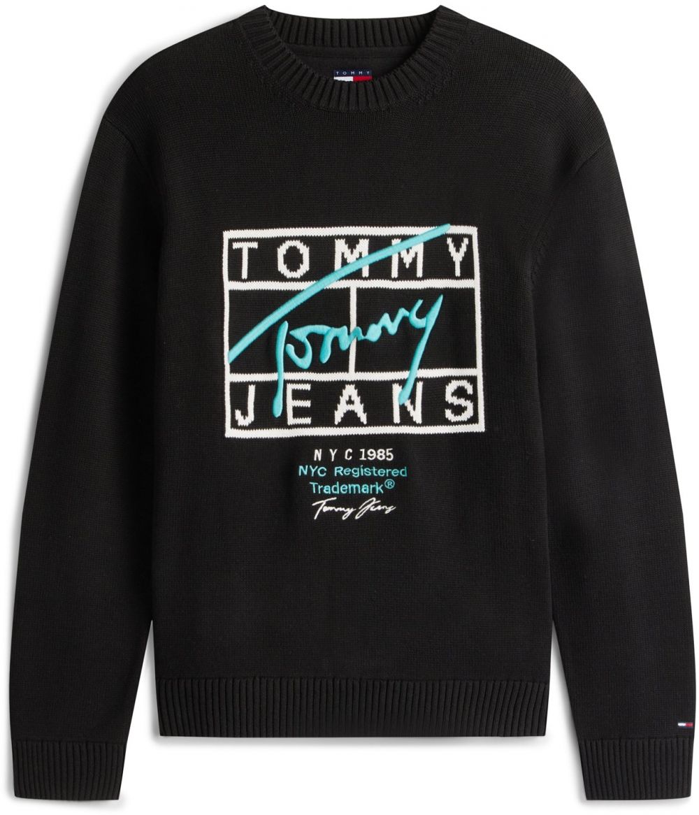 Tommy Jeans Sveter  mätová / čierna / biela