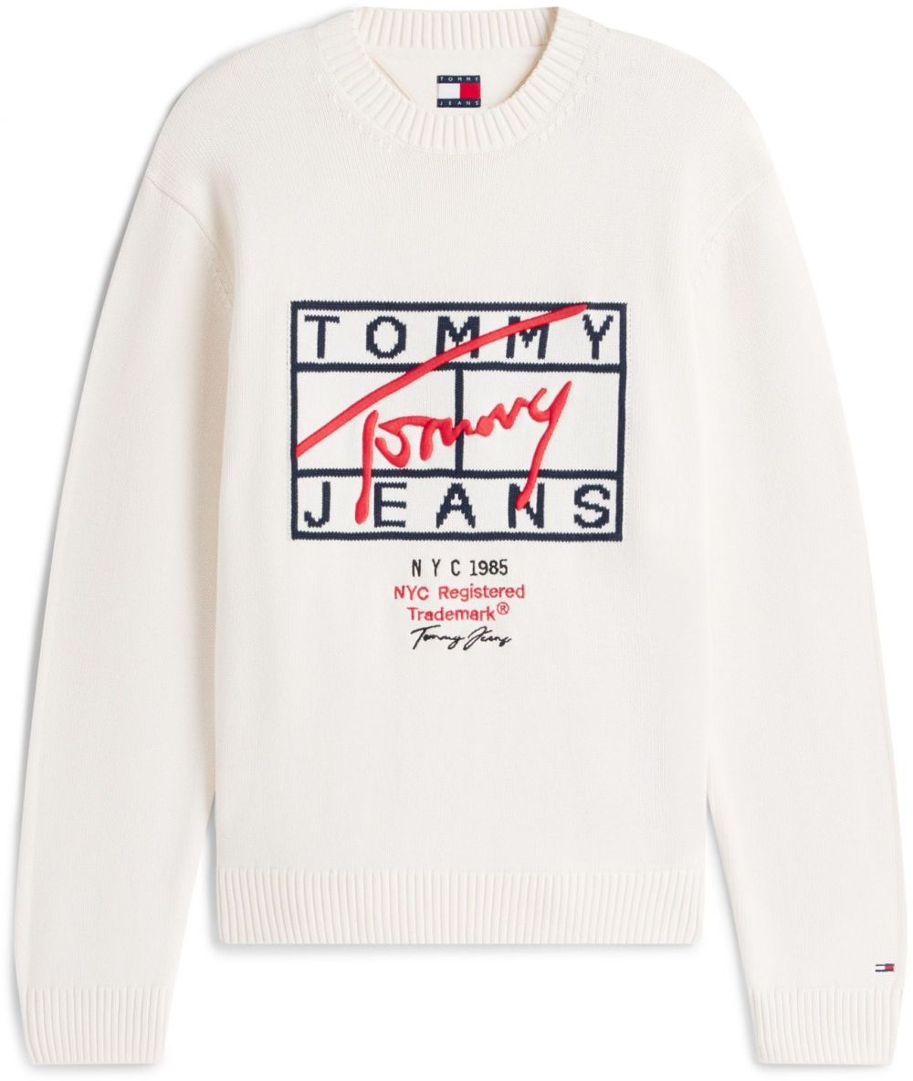 Tommy Jeans Sveter  námornícka modrá / červená / čierna / biela