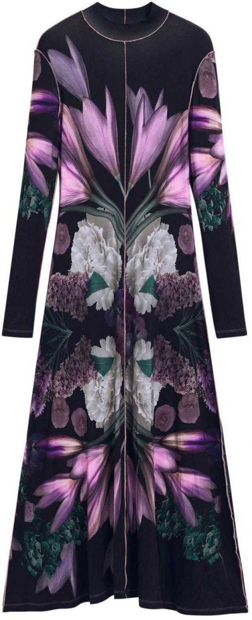 Desigual Šaty  tmavosivá / tmavofialová / svetloružová / čierna