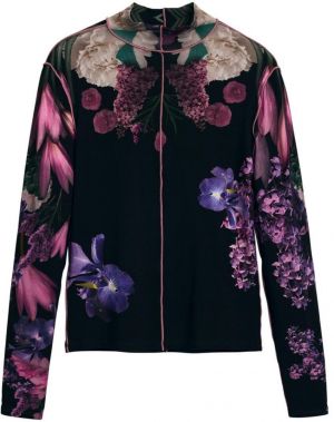 Desigual Tričko  sivobéžová / orgovánová / tmavofialová / čierna