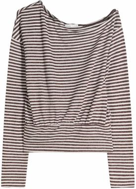 Bershka Sveter  tmavohnedá / šedobiela