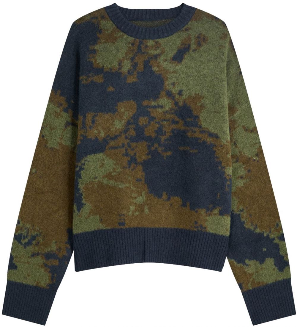 Bershka Sveter  námornícka modrá / olivová / tmavozelená