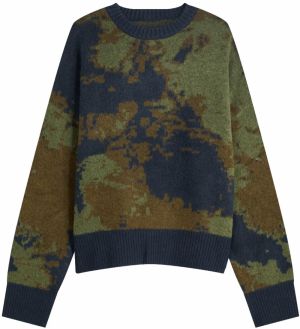 Bershka Sveter  námornícka modrá / olivová / tmavozelená