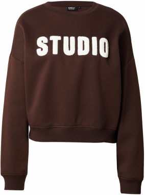 ONLY Mikina 'ONLSWEAT'  tmavohnedá / biela