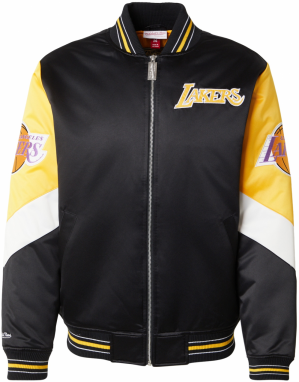 Mitchell & Ness Prechodná bunda 'NBA THROW IT BACK LAKERS'  žltá / levanduľová / čierna / biela