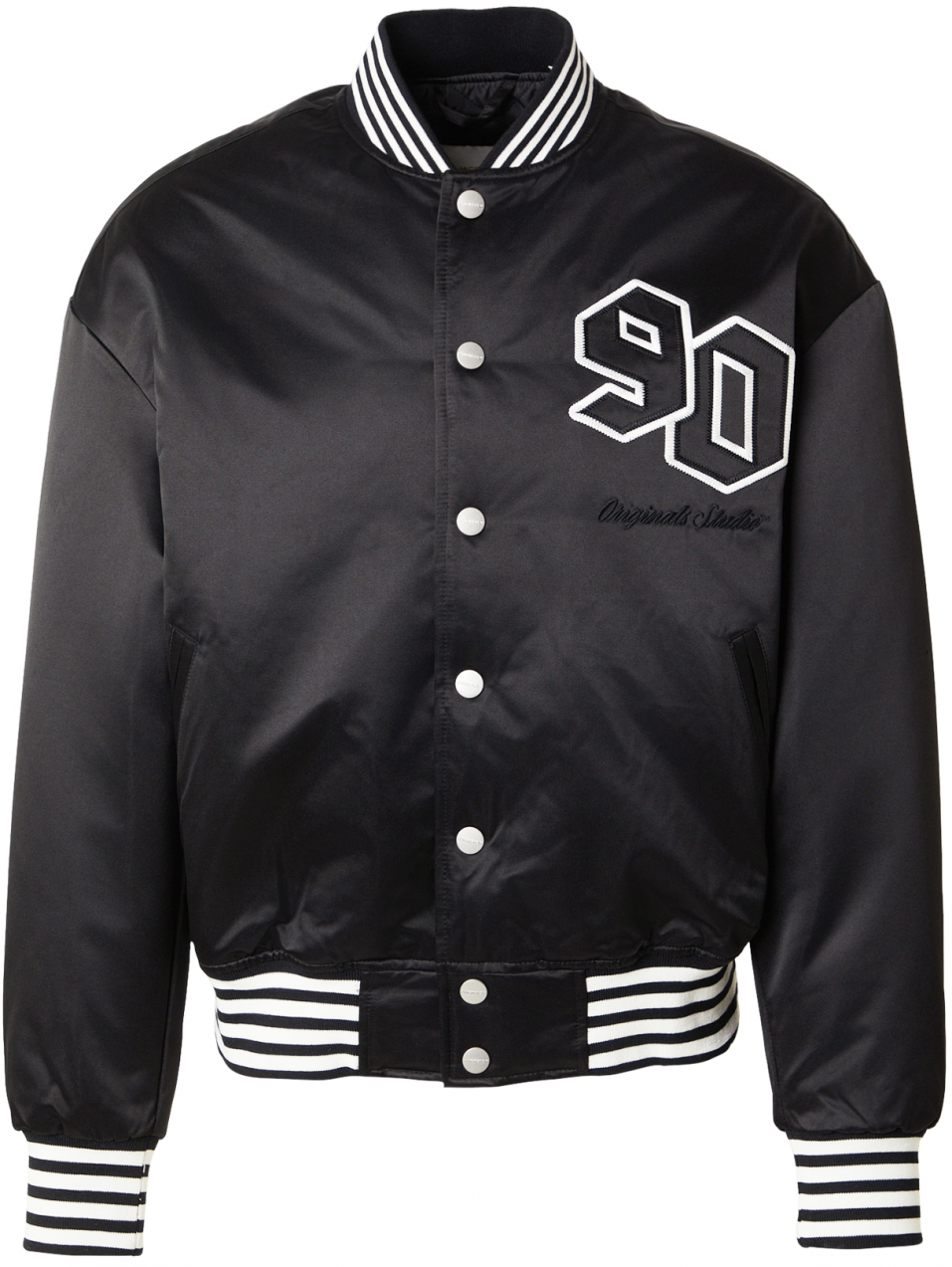 JACK & JONES Prechodná bunda 'JORMEADOWS'  čierna / biela