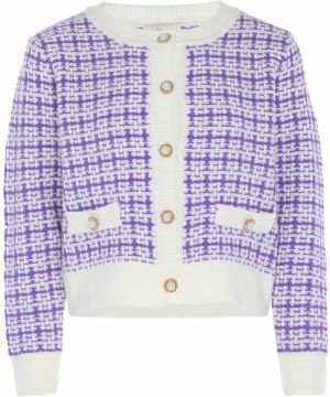 aleva Kardigán  fialová / biela ako vlna