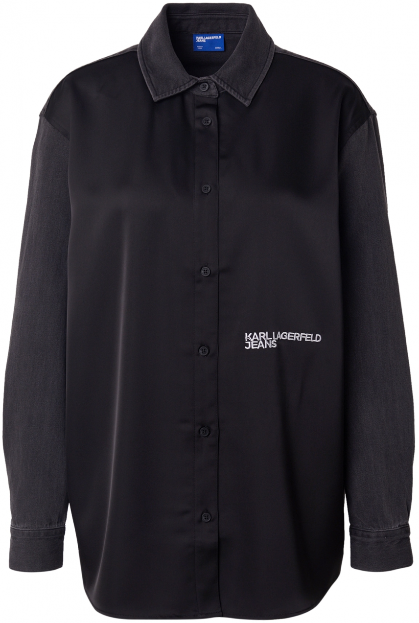 KARL LAGERFELD JEANS Blúzka  čierna / čierny denim / biela