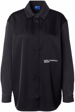 KARL LAGERFELD JEANS Blúzka  čierna / čierny denim / biela