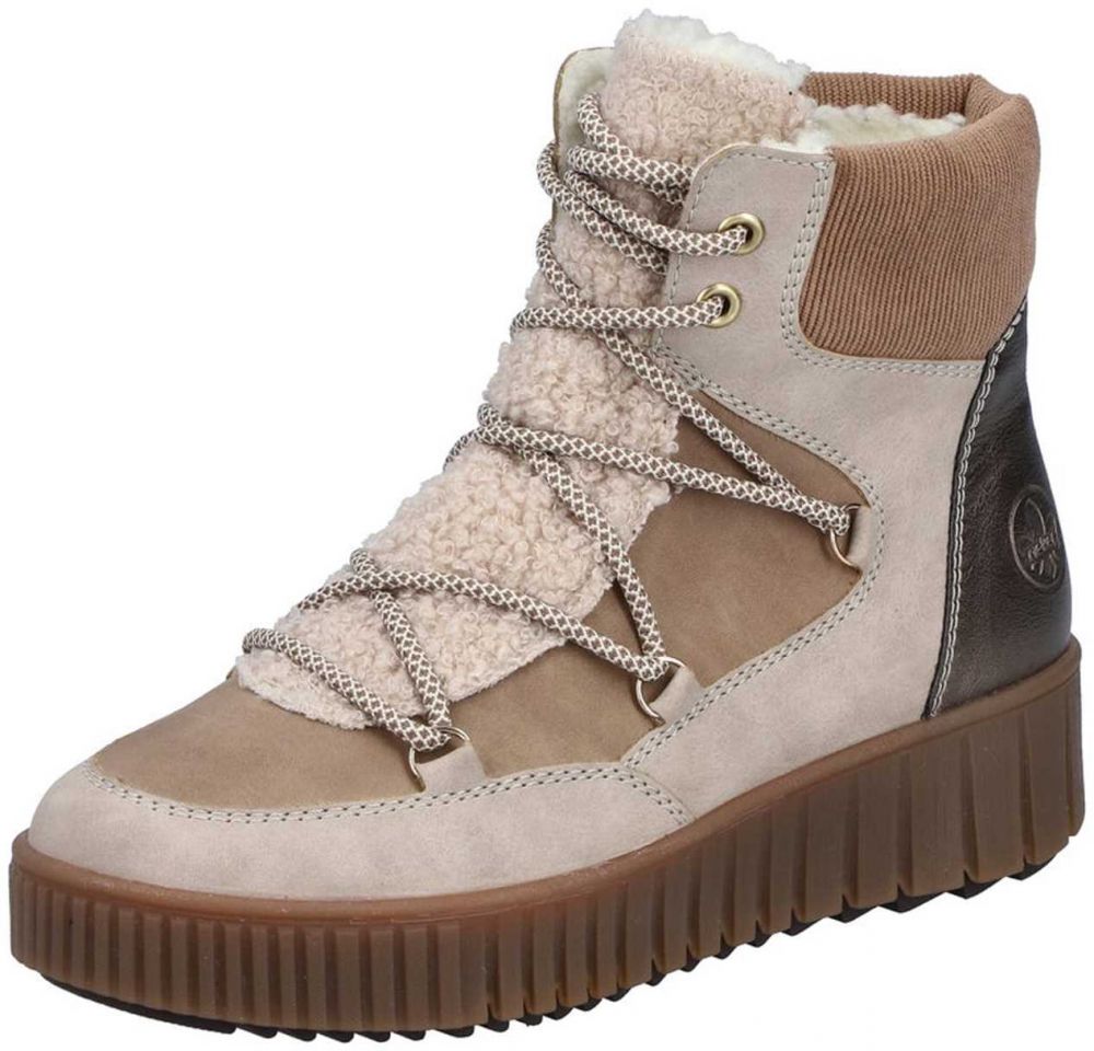 Rieker Snehule  béžová / tmavobéžová / hnedá