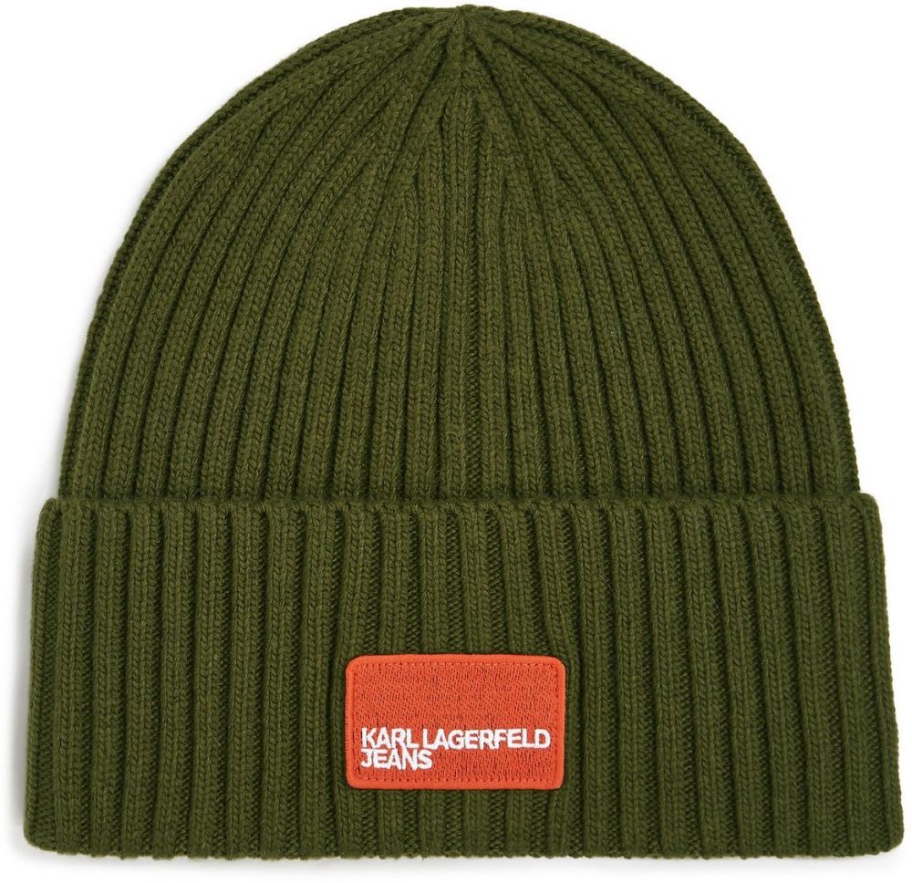 KARL LAGERFELD JEANS Čiapky  tmavozelená / oranžová / biela