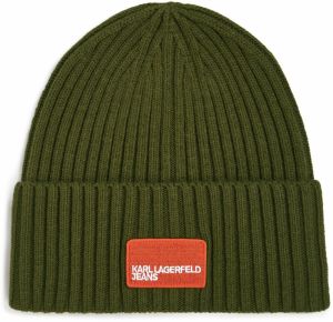 KARL LAGERFELD JEANS Čiapky  tmavozelená / oranžová / biela