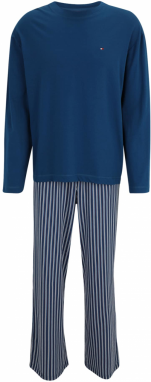 TOMMY HILFIGER Dlhé pyžamo  tmavomodrá / biela
