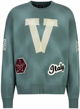 19V69 ITALIA Mikina  smaragdová / pastelovo zelená / čierna / biela