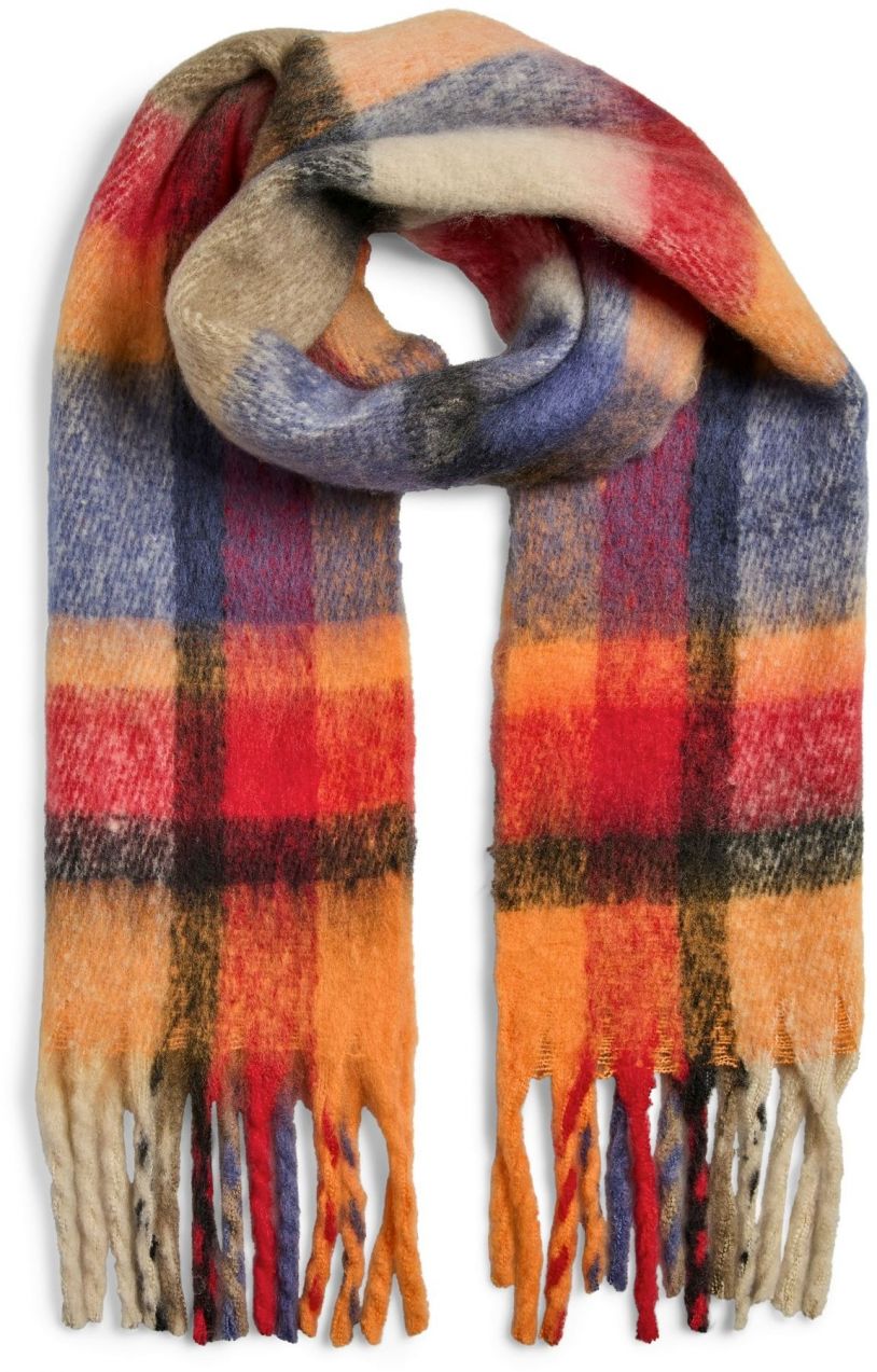 PIECES Šál 'PCMIDA'  krémová / námornícka modrá / oranžová / jasne červená