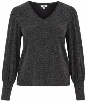 WE Fashion Blúzka  čierna / strieborná