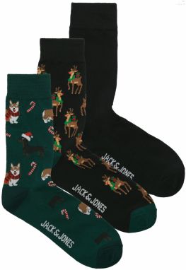 JACK & JONES Ponožky 'JACXMAS'  tmavomodrá / karamelová / smaragdová / biela
