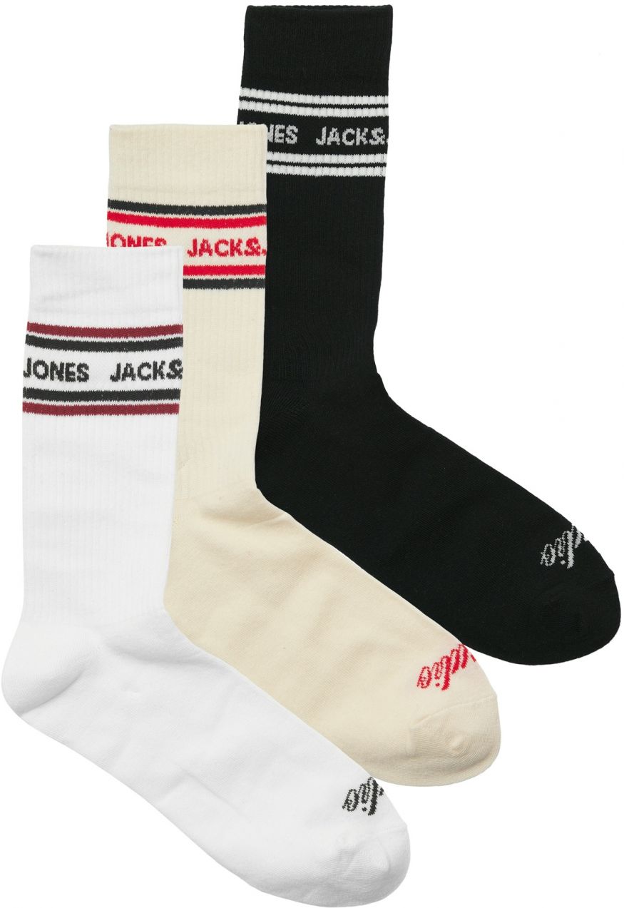 JACK & JONES Ponožky 'JACLANDON'  červená / čierna / biela / biela ako vlna