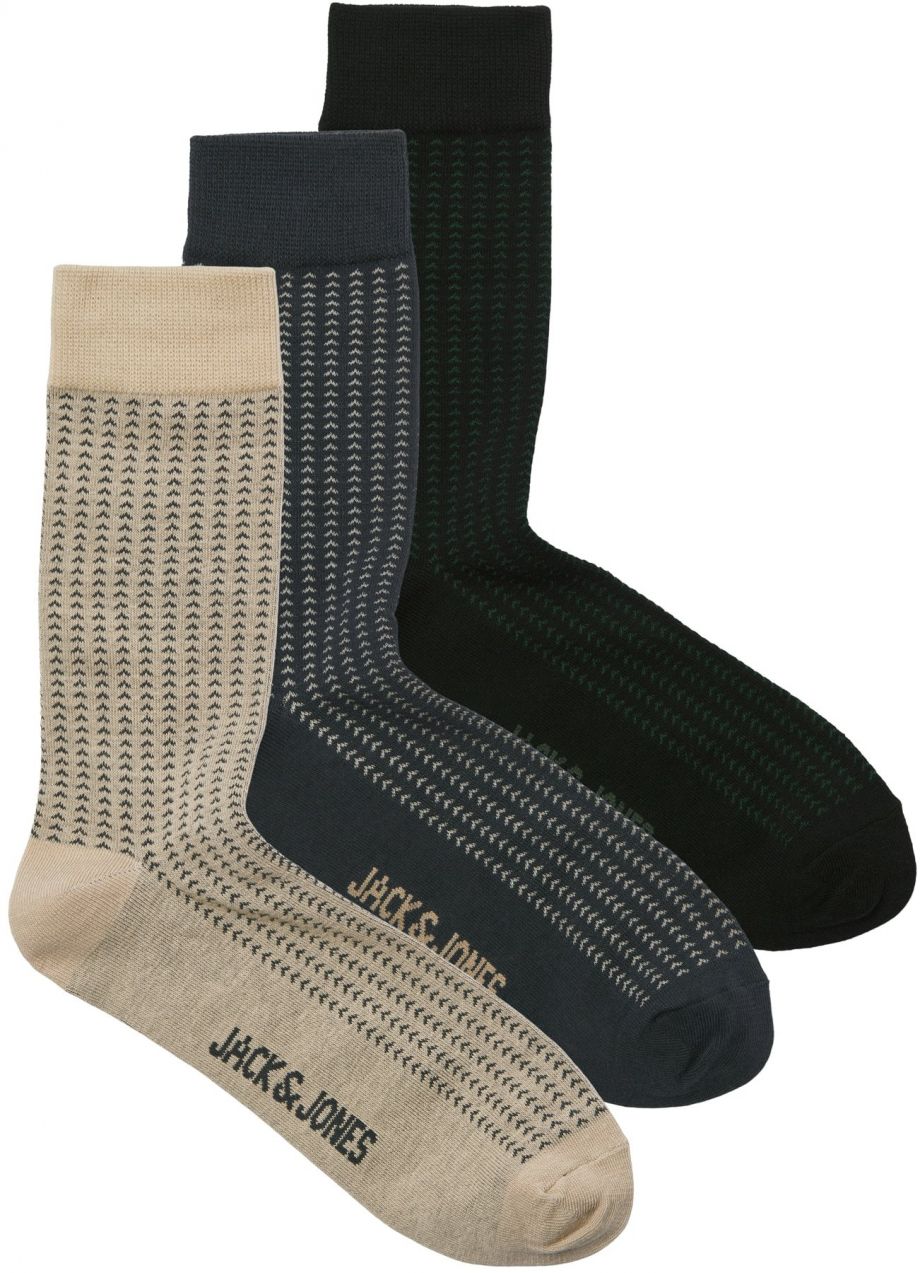 JACK & JONES Ponožky 'JACTRENT'  piesková / tmavosivá / tmavozelená / čierna