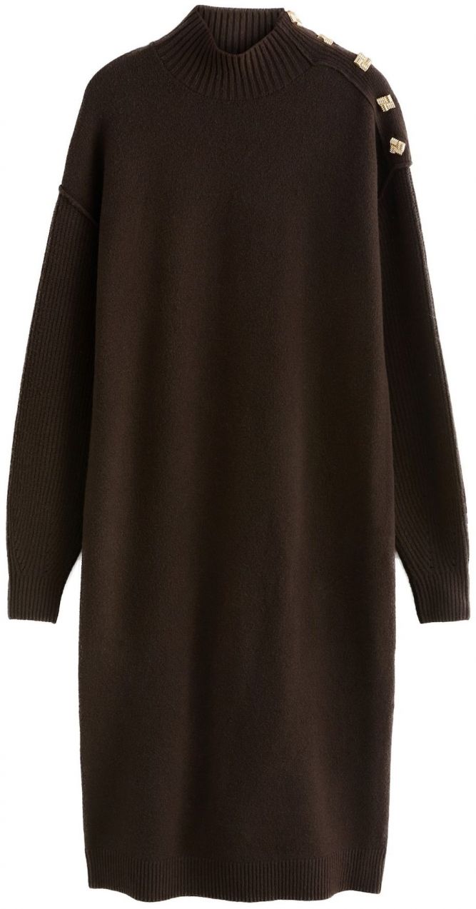Next Pletené šaty  čokoládová