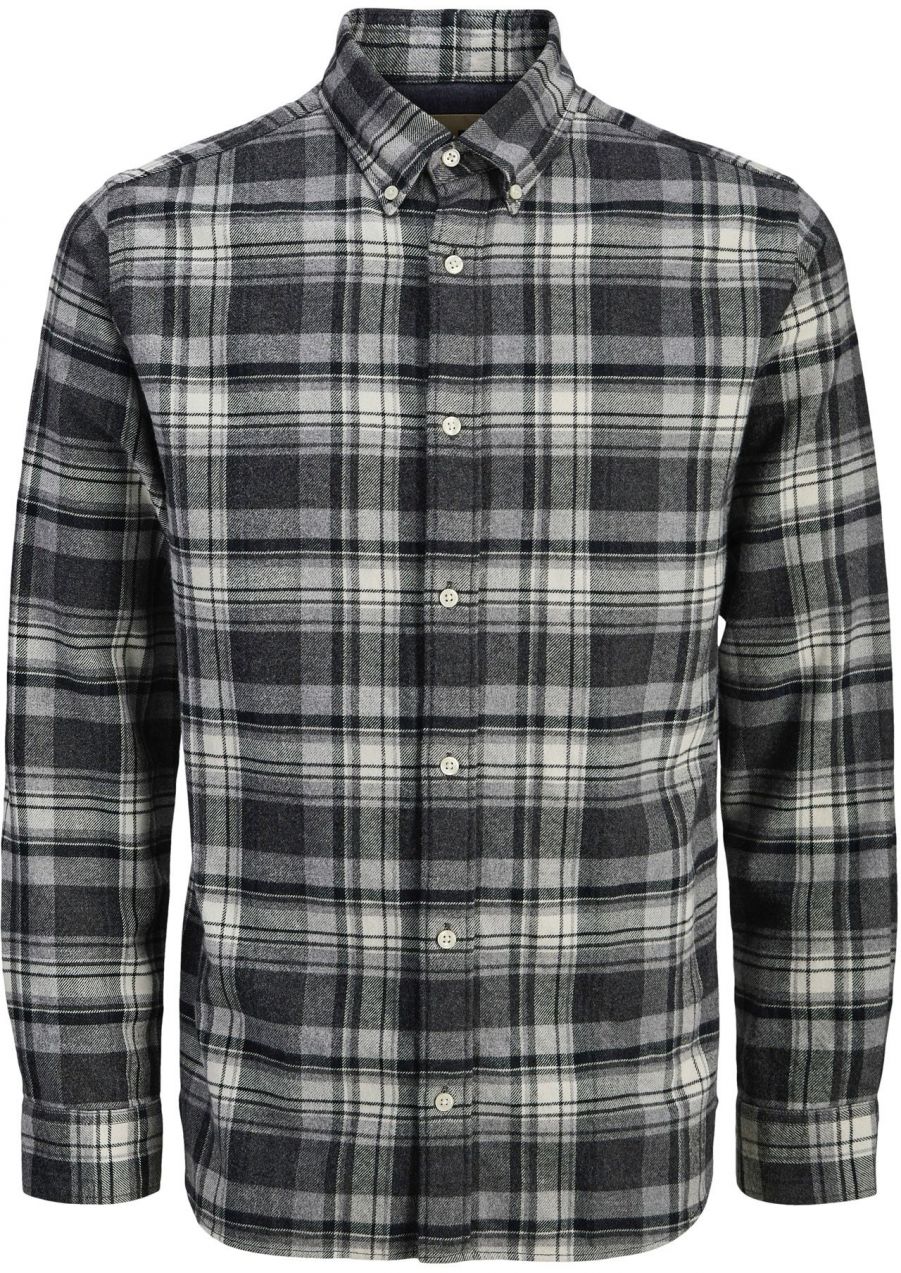 JACK & JONES Košeľa 'JPRBLUBARKLEY'  tmavosivá / čierna / biela