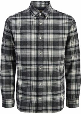 JACK & JONES Košeľa 'JPRBLUBARKLEY'  tmavosivá / čierna / biela