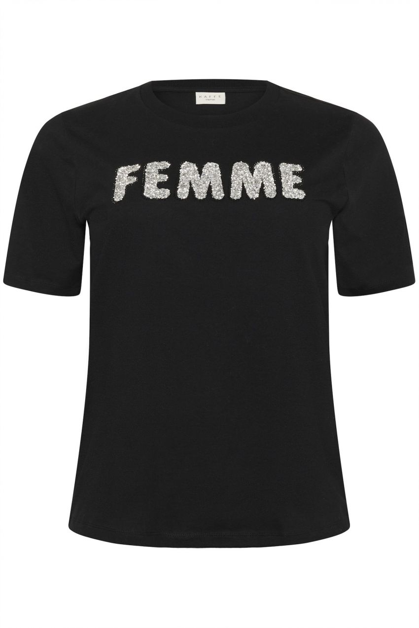 KAFFE CURVE Tričko 'Ariana'  béžová / čierna
