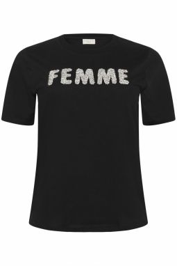 KAFFE CURVE Tričko 'Ariana'  béžová / čierna