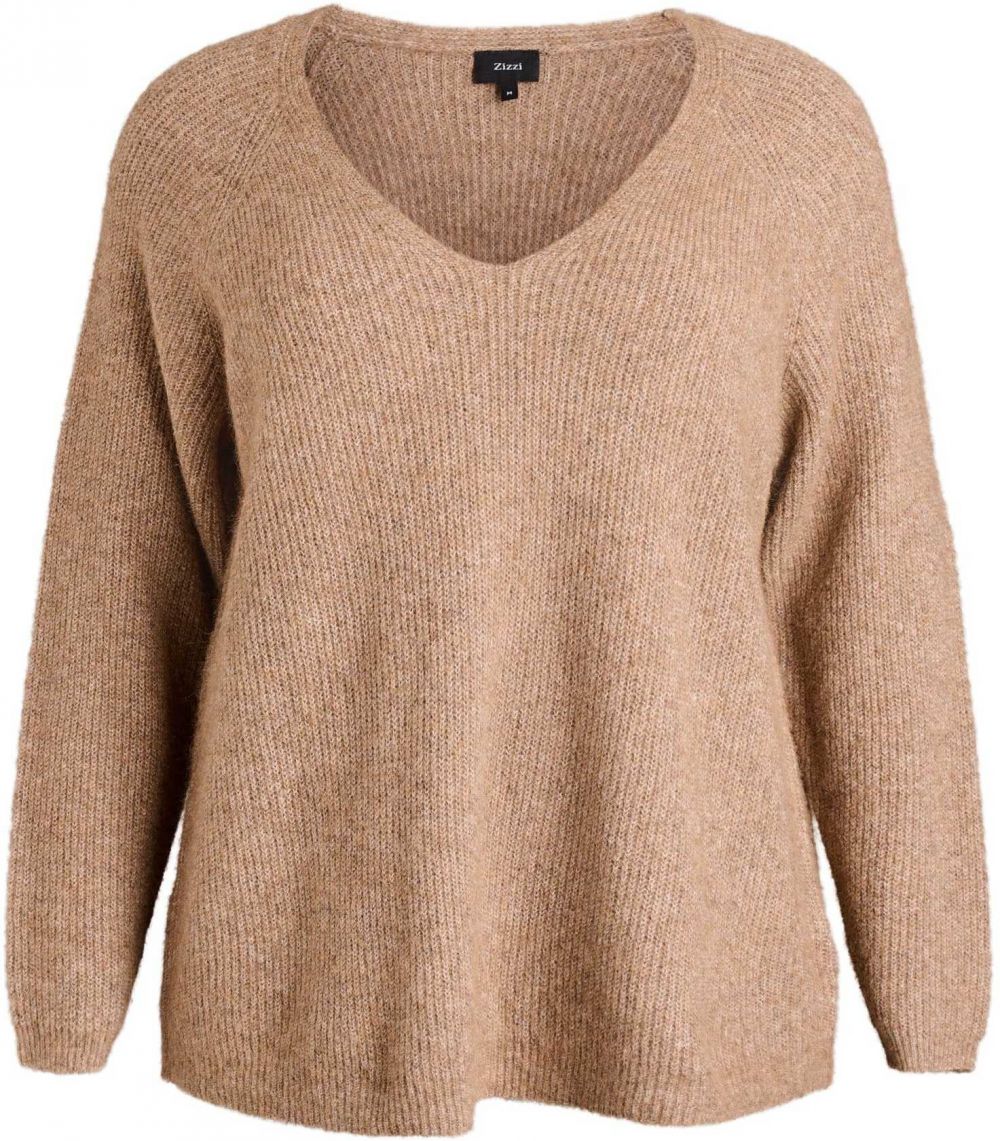 Zizzi Sveter 'CAVILMA'  hnedá melírovaná