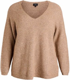 Zizzi Sveter 'CAVILMA'  hnedá melírovaná