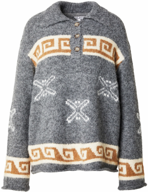 OBJECT Sveter 'OBJGalia'  krémová / hnedá / sivá melírovaná / biela