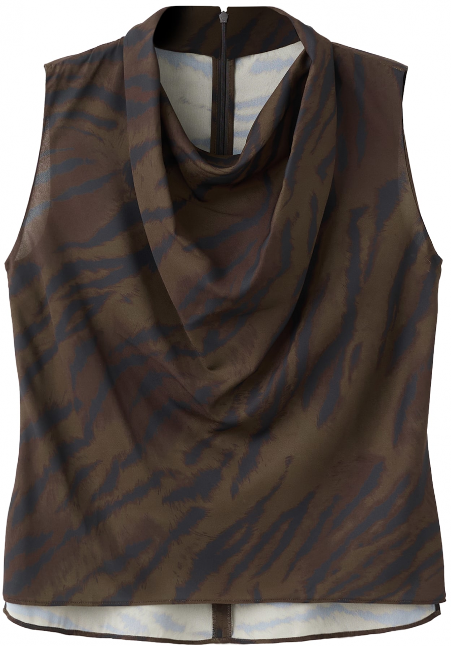 MANGO Blúzka 'GRETA'  námornícka modrá / hnedá / sépiová